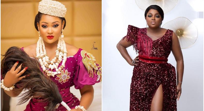 The actress in a post shared via her Instagram page on Monday, April 6, 2020, said the government should please releases the actress, insisting that her twin babies have been crying. [Instagram/UcheElendu] [Instagram/FunkeJenifaAkindele]