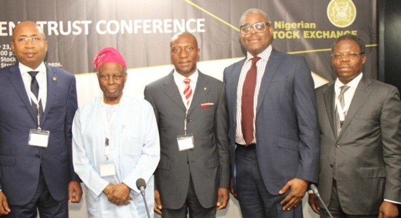 Mr. Oscar Onyeama, NSE CEO, Jalo Waziri- Executive Director (Capital Market) and other dignitaries at the REIT Conference in Lagos