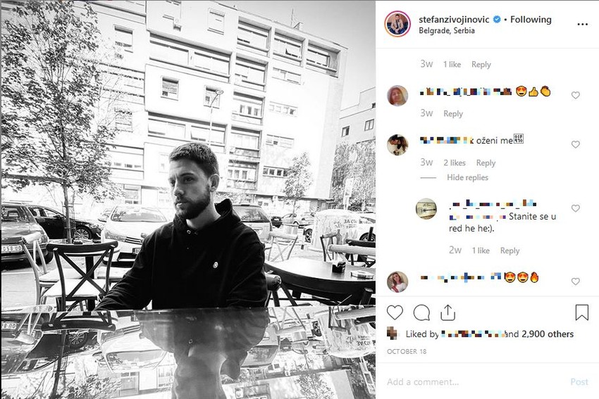 Stefan Živojinović Instagram printscreen