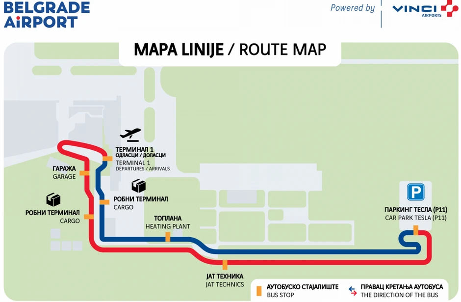 Mapa linije: Nova pravila stupaju na snagu na beogradskom aerodromu