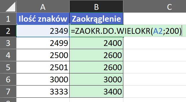 1.39  Zaokrąglanie do wielokrotności 200