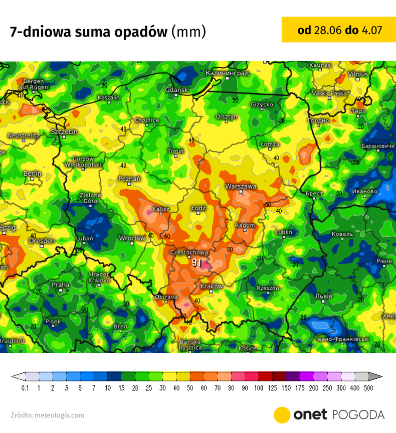 Najbliższe dni przyniosą więcej opadów, którym początkowo będą też towarzyszyć burze