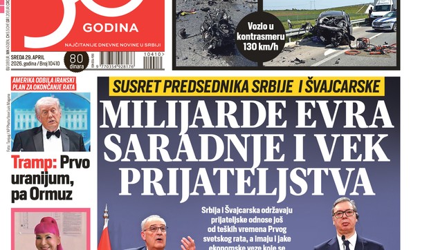 Blic naslovna strana za 29.4.