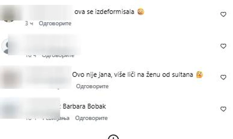 Komentari ispod Janinih objava 