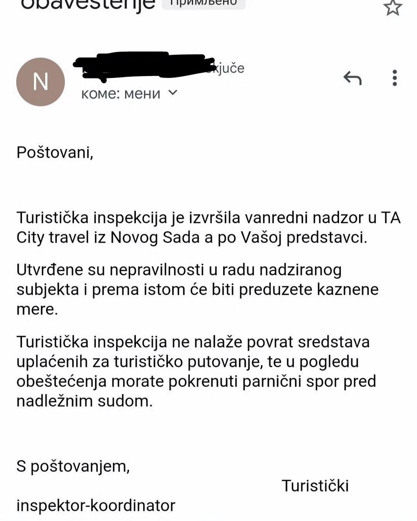 odgovor inspekcije