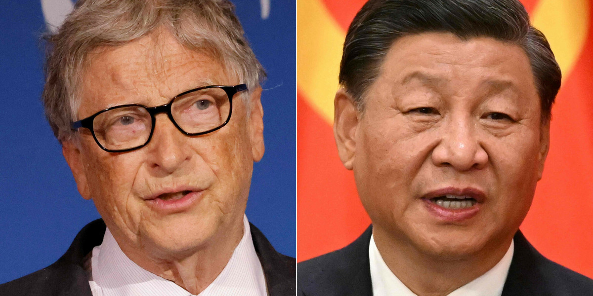 Od lewej: współzałożyciel Microsoftu Bill Gates i przywódca Chin Xi Jinping.