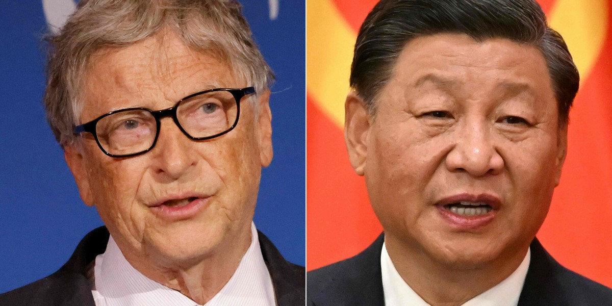 Od lewej: współzałożyciel Microsoftu Bill Gates i przywódca Chin Xi Jinping.