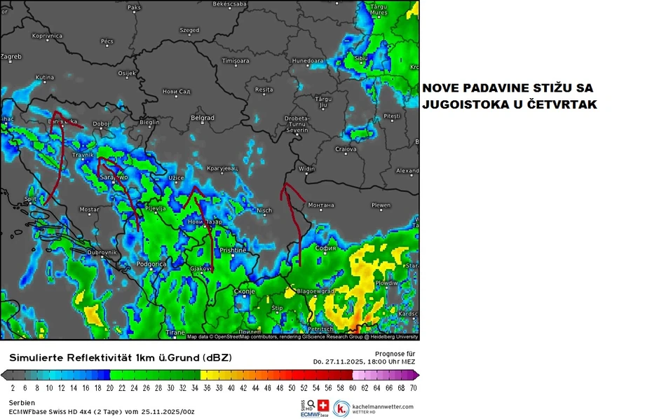 Nove padavine stižu u četvrtak