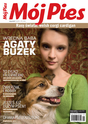 Agata Buzek na okładce miesięcznika "Mój Pies"
