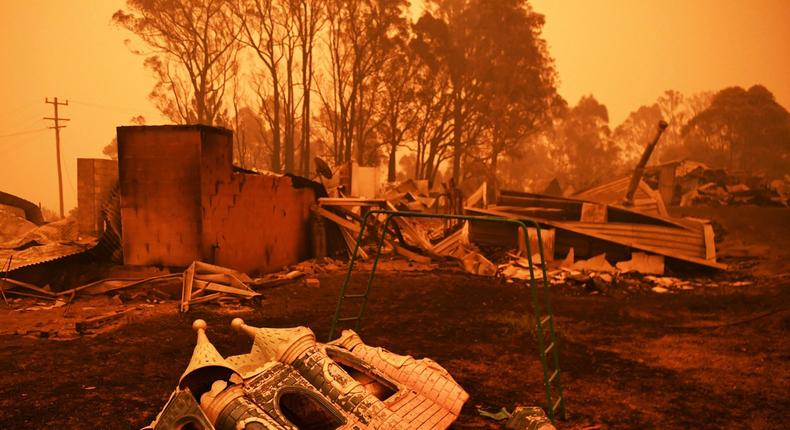 The remains of a destroyed house are pictured in Cobargo, as bushfires continue in New South Wales, Australia January 5, 2020. REUTERS/Tracey Nearmy