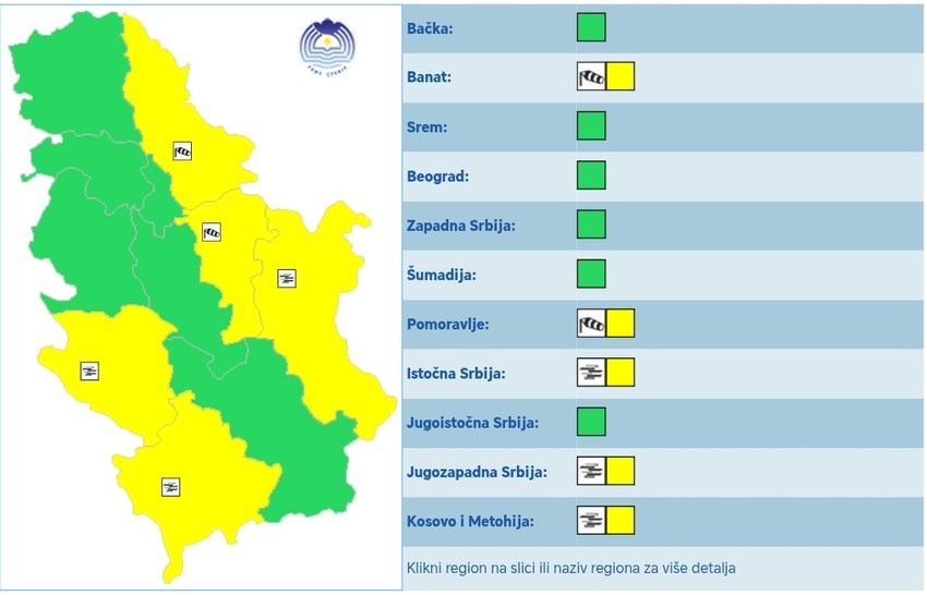 Meteoalarm za sredu 