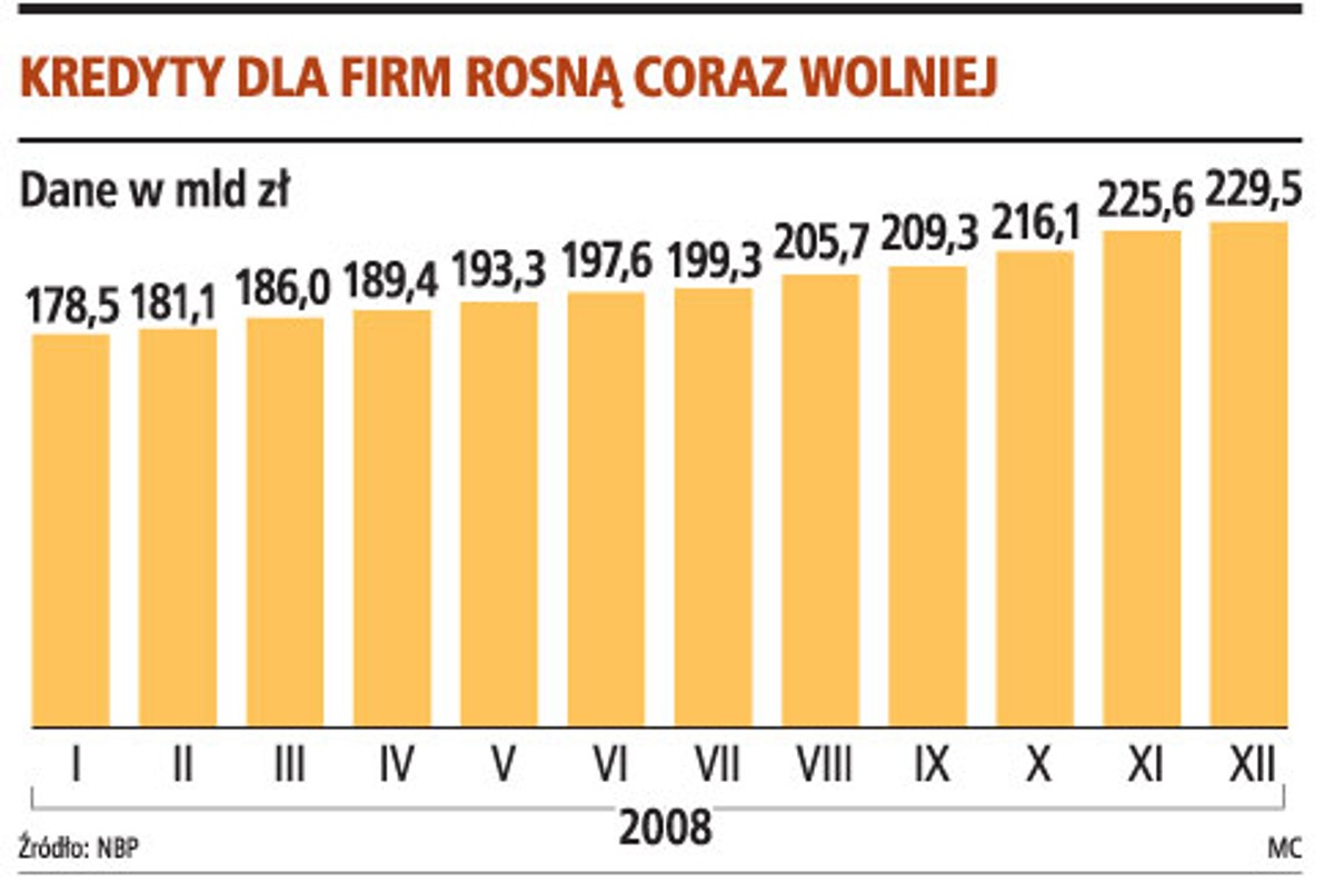Kredyty dla firm rosną coraz wolniej