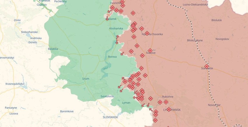 Mapa fronta Harkovske, Donjecke i Luganske oblasti, 29. avgust 2025.