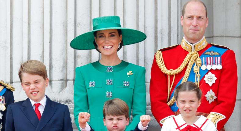 Prince William, Kate Middleton, and their kids at Trooping the Colour in 2023.Max Mumby/Indigo/Getty Images
