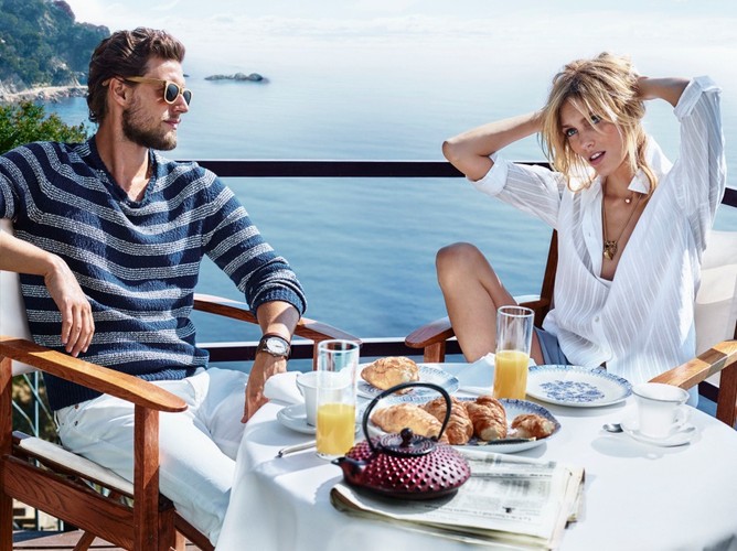 Anja Rubik i Sasha Knezevic w kampanii Massimo Dutti wiosna/lato 2015