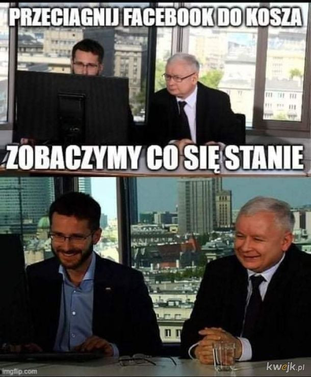 Memy z Jarosławem Kaczyńskim oraz Radosławem Foglem