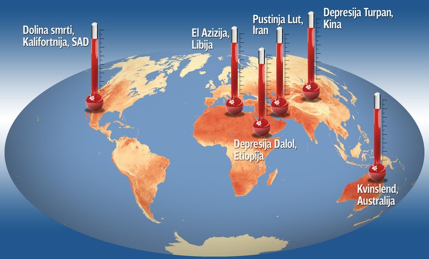Mapa najtoplijih mesta na svetu (kliknite da uvećate +)