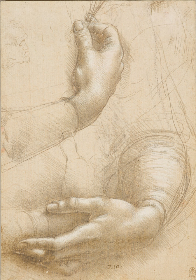 Leonardo da Vinci, "Studium rąk i dłoni do portretu Ginevry Benci" 