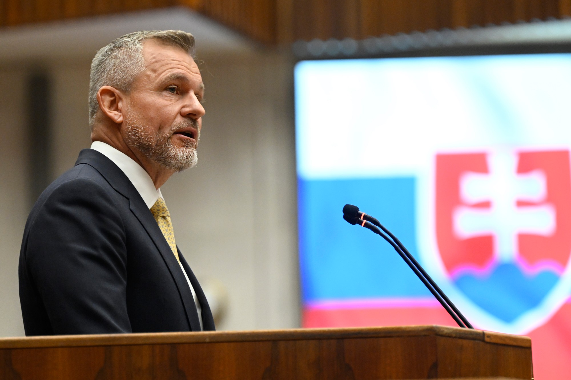 Prezident SR Peter Pellegrini počas vystúpenia v NR SR.