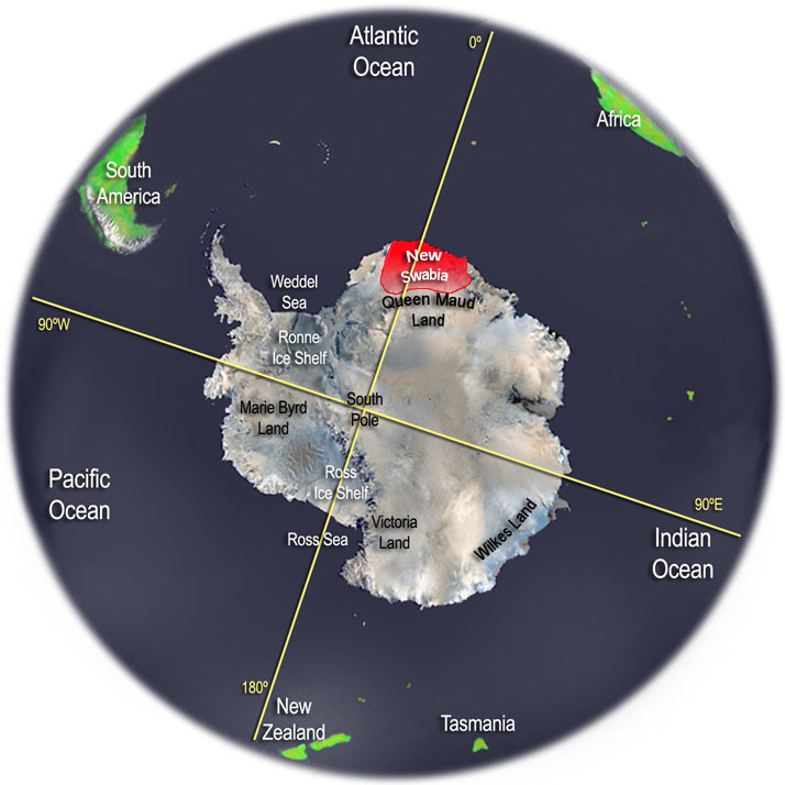 Obszar Nowej Szwabii na Antarktydzie zmapowany przez niemiecką ekspedycję z 1938 r.