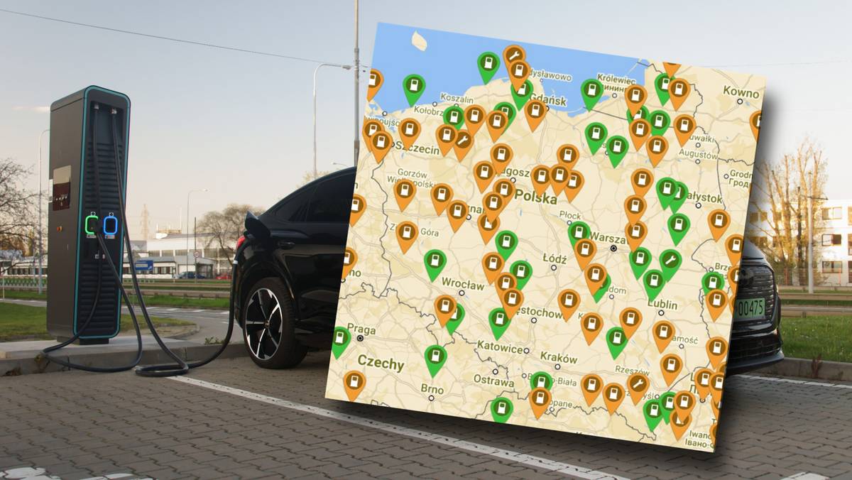 Mapa stacji ładowania w Polsce