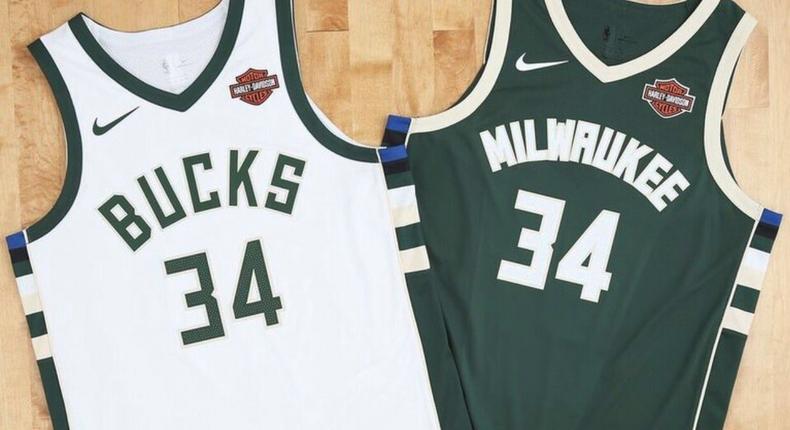 Milwaukee Bucks jerseys with Harley-Davidson patch.