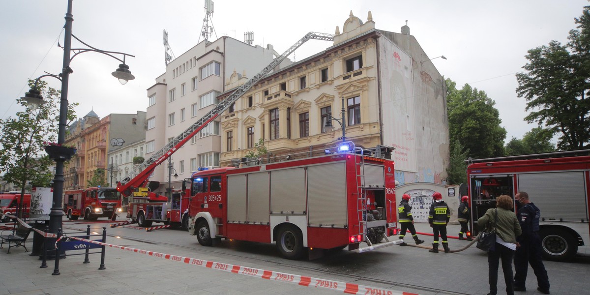 Pożar kamienicy przy Piotrkowskiej w Łodzi