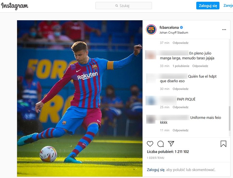 Kibice krytykują nowe stroje Barcelony (fot. www.instagram.com/fcbarcelona)