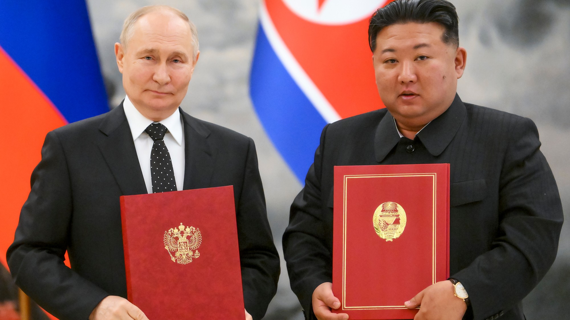 Ruský prezident Vladimir Putin a vodca KĽDR Kim Čong-un.