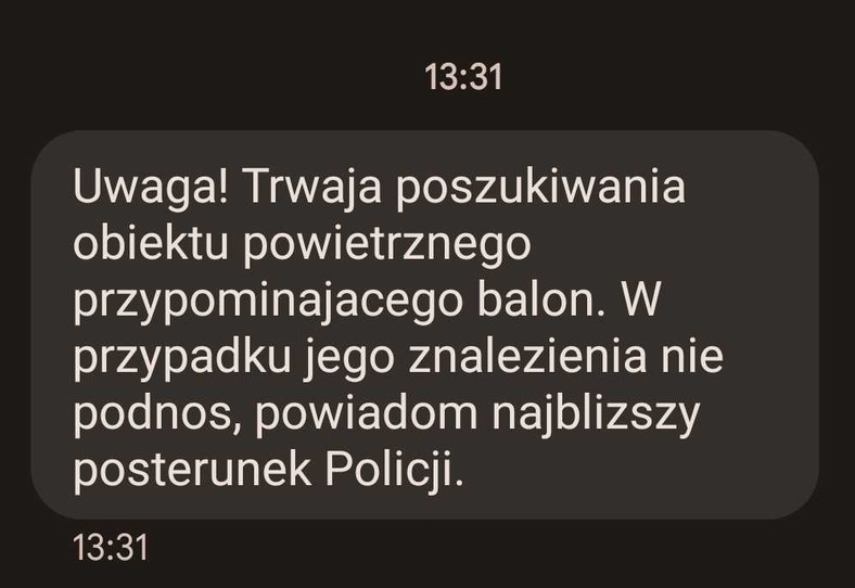 Alert RCB w sprawie balonu z Białorusi