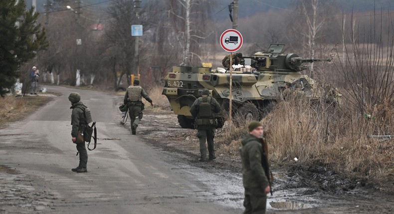 Ukraine army says battle under way for airbase near Kyiv on February 24, 2022