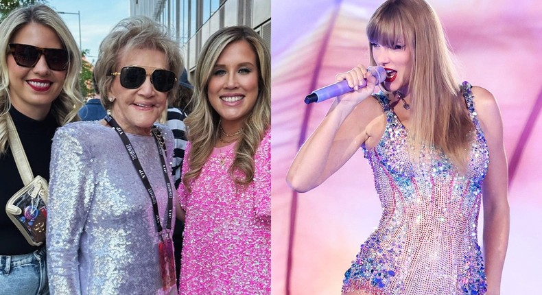 Nancy Strong saw Taylor Swift in Paris with two of her grandchildren.Courtesy of Jennifer Strong/Kevin Mazur/TAS24/ Getty Images