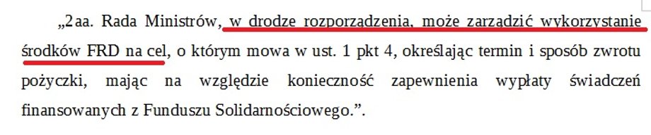 Fragment projektu ustawy o "czternastkach"