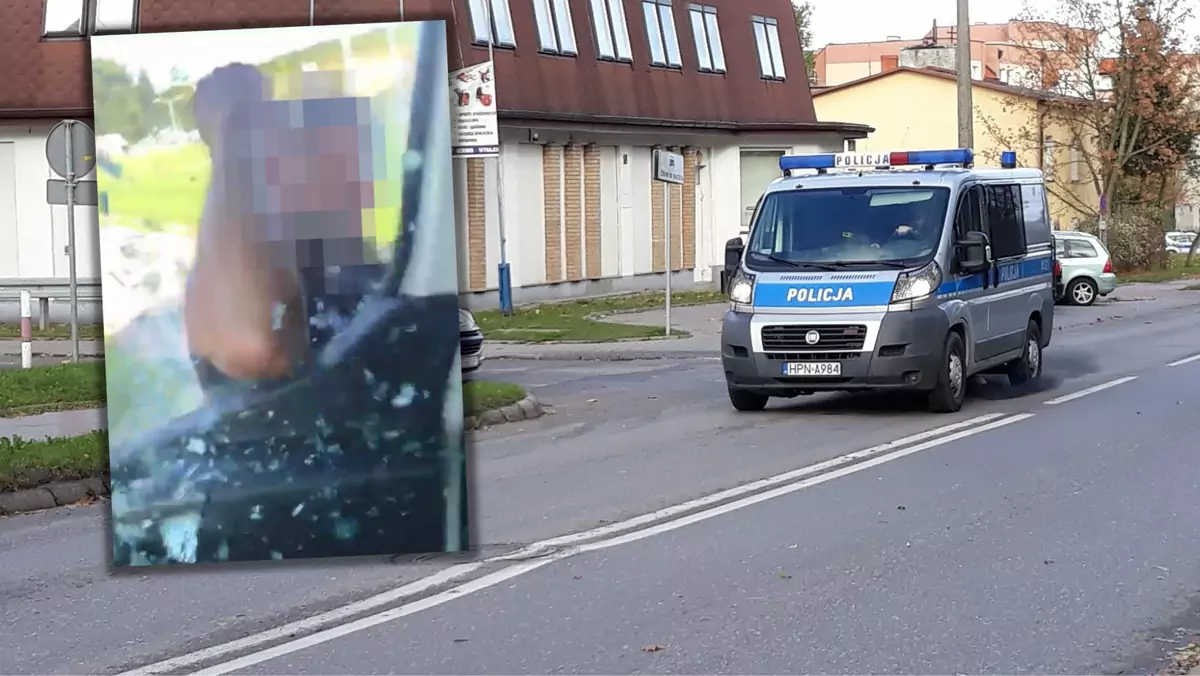 Policjanci zatrzymali furiata. Łokciem wytłukł szybę (Screen: mat. pras.)