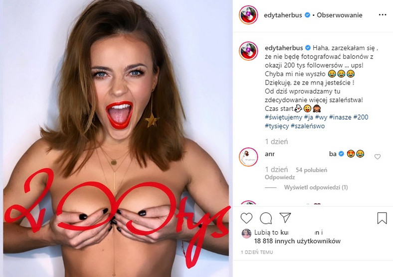 Edyta Herbuś na Instagramie