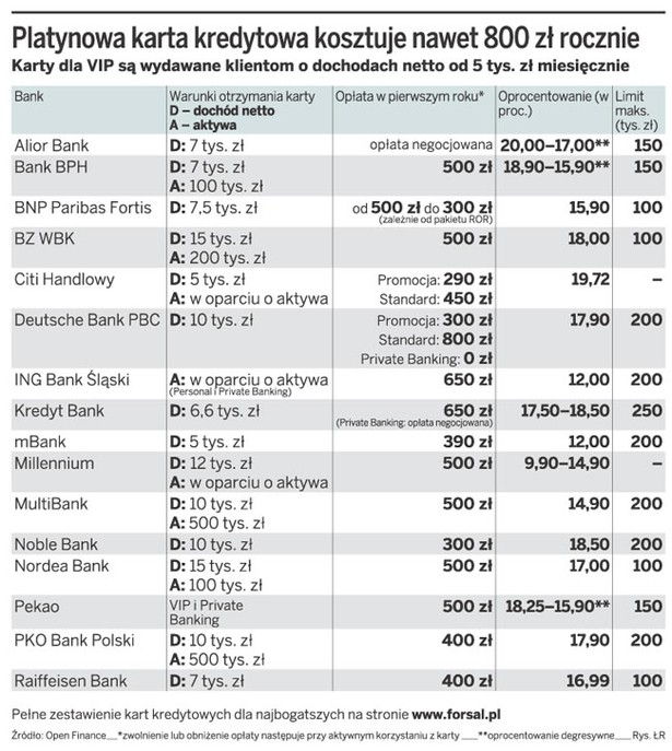 Platynowa karta kredytowa kosztuję nawet 800 zł rocznie
