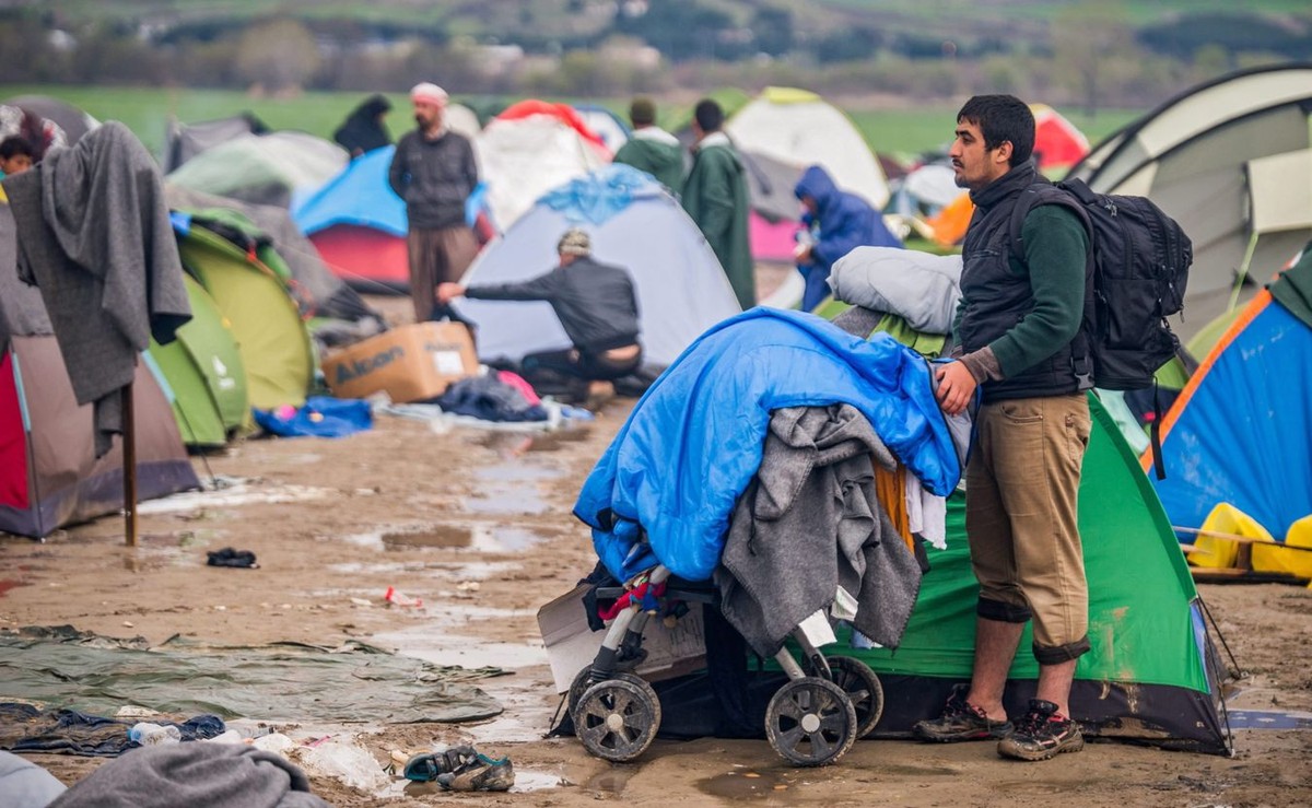 Obóz migrantów na granicy grecko-macedońskiej