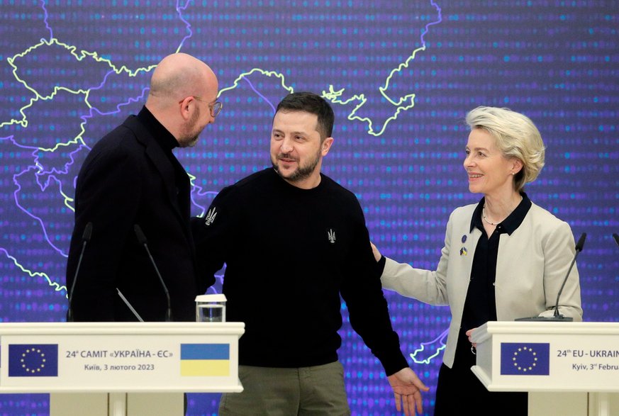 Charles Michel, Wołodymyr Zełenski i Ursula von der Leyen