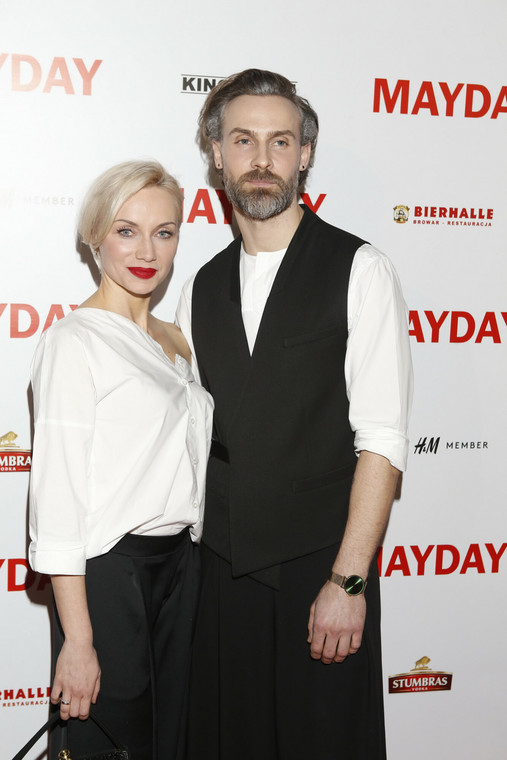 Bartosz Porczyk i Ewelina Adamska-Porczyk na premierze filmu "Mayday"