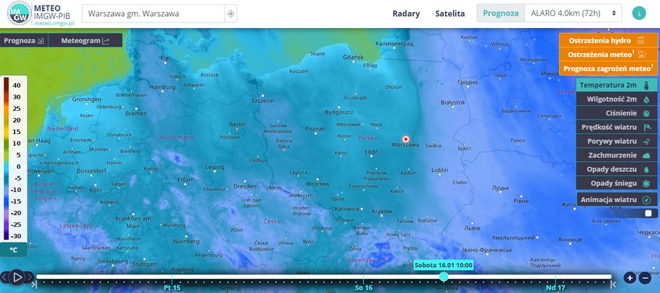 Temperatura w sobotę o godz. 10