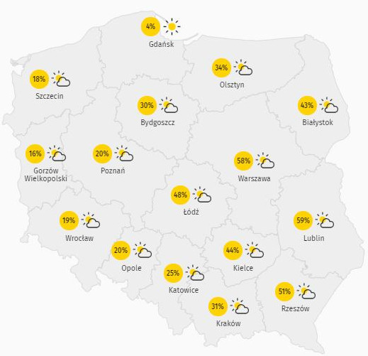 Pogoda na jutro - zachmurzenie