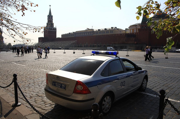 Rosyjska policja na Placu Czerwonym w Moskwie