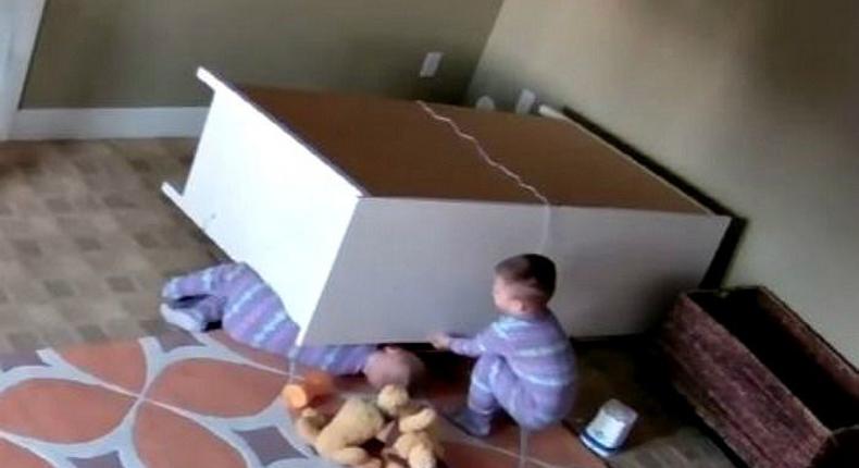 Toddler saves twin brother from fallen dresser