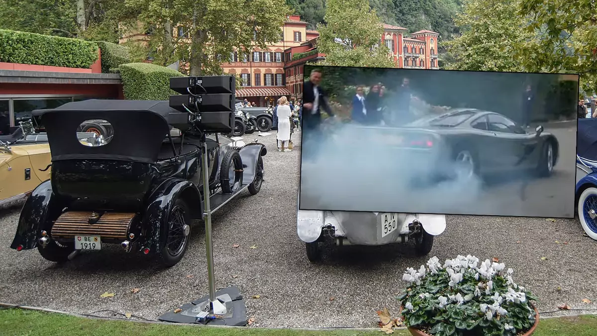 Podczas Concorso d'Eleganza Villa d'Este 2021 kierowca McLarena F1 prawie doprowadził do groźnego wypadku (screen: YouTube.com/Automotive Mike)