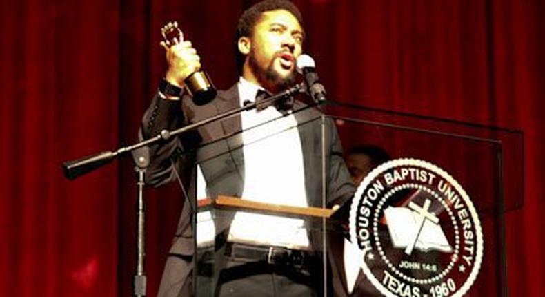 Majid Michel after winning at the Golden Icon awards 2012