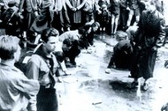 Austrian Jews forced to wash a street in Vienna following the German Anschluss (Annexation) of Austr