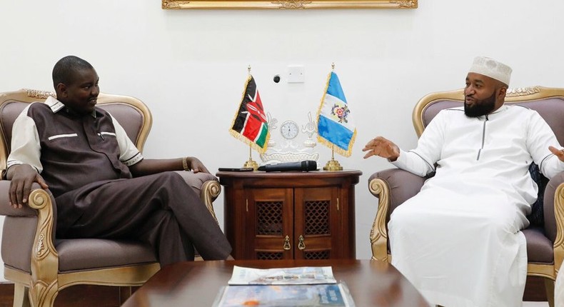 Uasin Gishu Governor Jackson Mandago with his Mombasa counterpart Hassan Joho (Twitter)