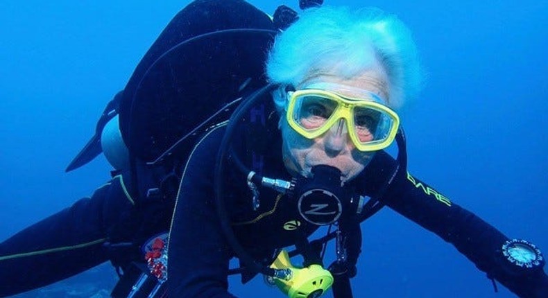 82-year-old Louise Wholey scuba diving.Caroline Paul/ Bloomsbury Publishing