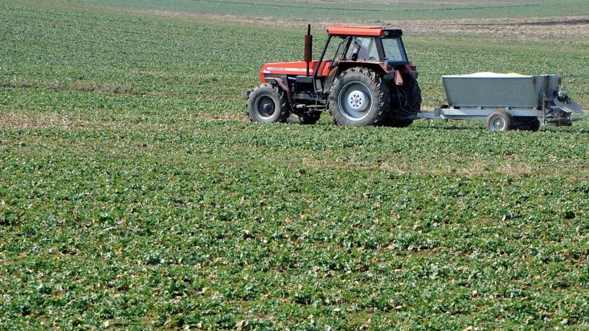 wieś pole traktor