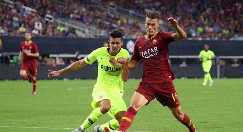 Levante believe Barca defender Juan Brandariz Chumi (R, pictured July 2018) played illegally as he should have been serving a suspension